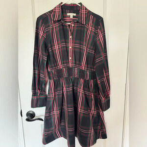 Free Assembly Red and Green Plaid Small Shirt Dress